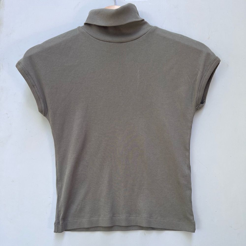 Zara Turtle neck Dusty green Ribbed Women Top Size M